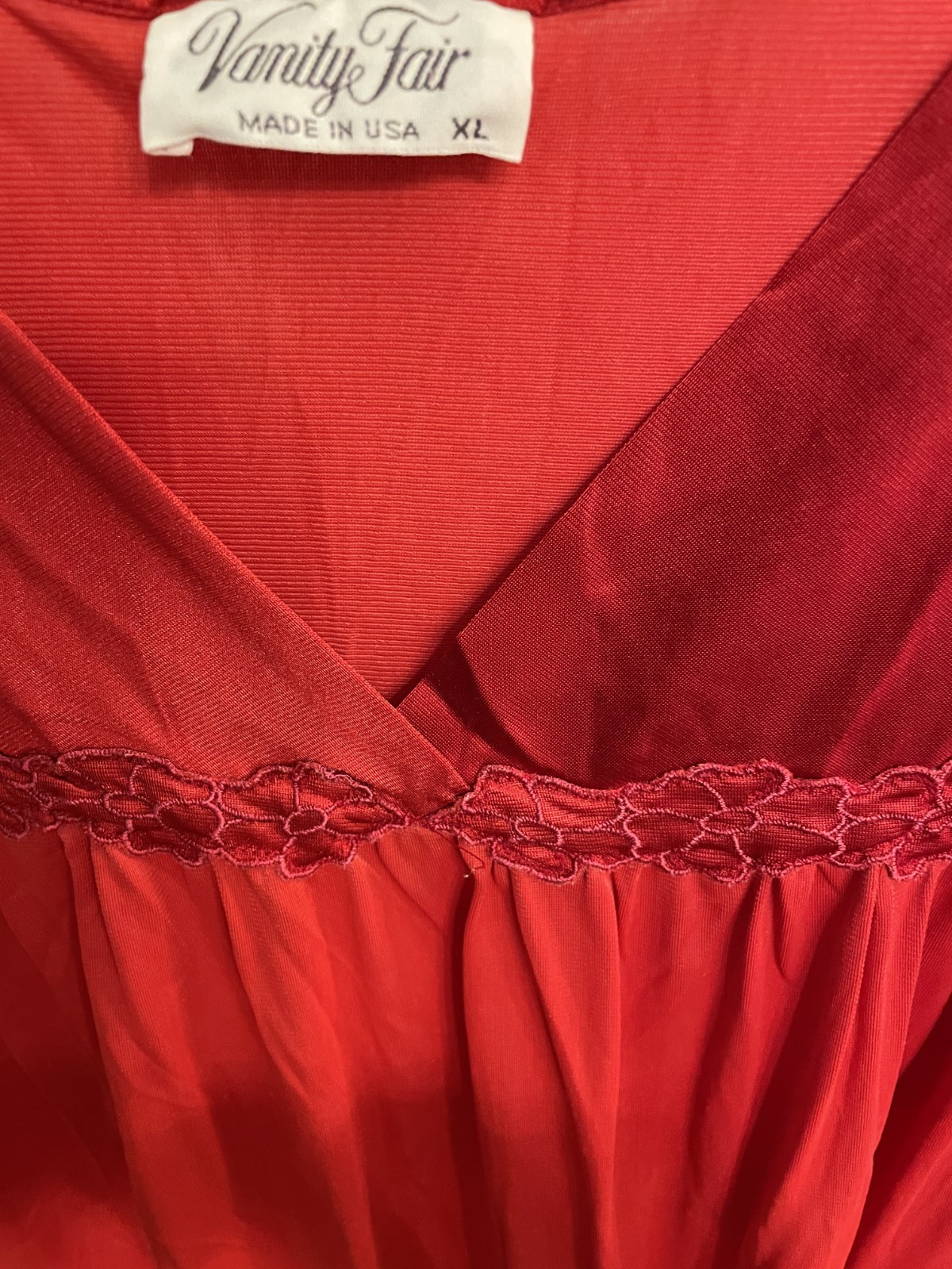 Vtg Vanity Fair Short Nightgown RED Nylon Style 30-807 Silky Sissy Size XL