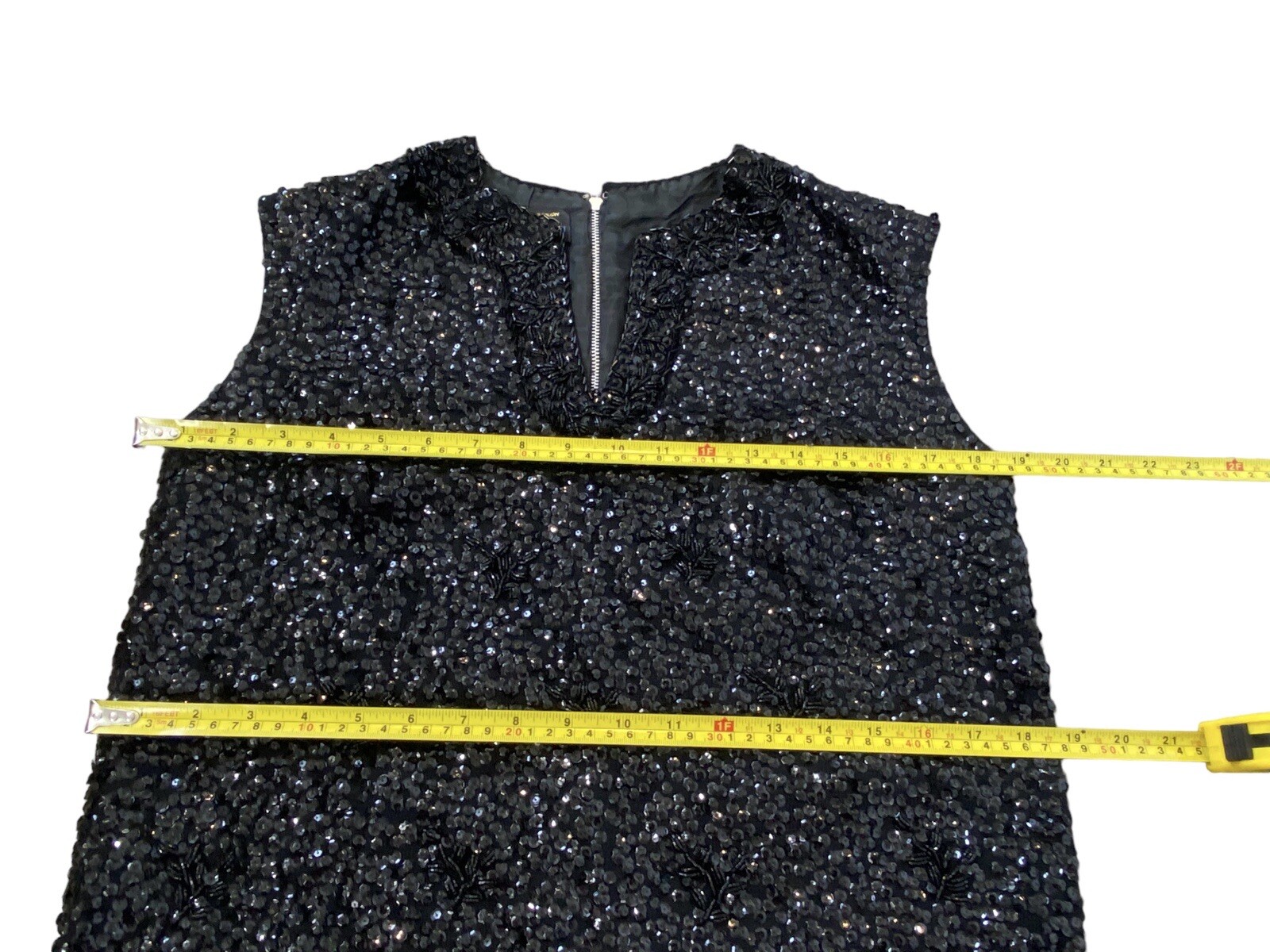 Vintage MCM Black Beaded & Sequins Sweater Tank Top London Shop 50s 60s Med.