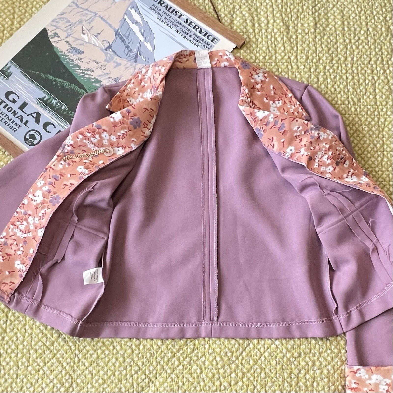 Vintage 70’s Women’s 3-Piece Suit Set EUC Size 11 Mauve Floral Point Collar