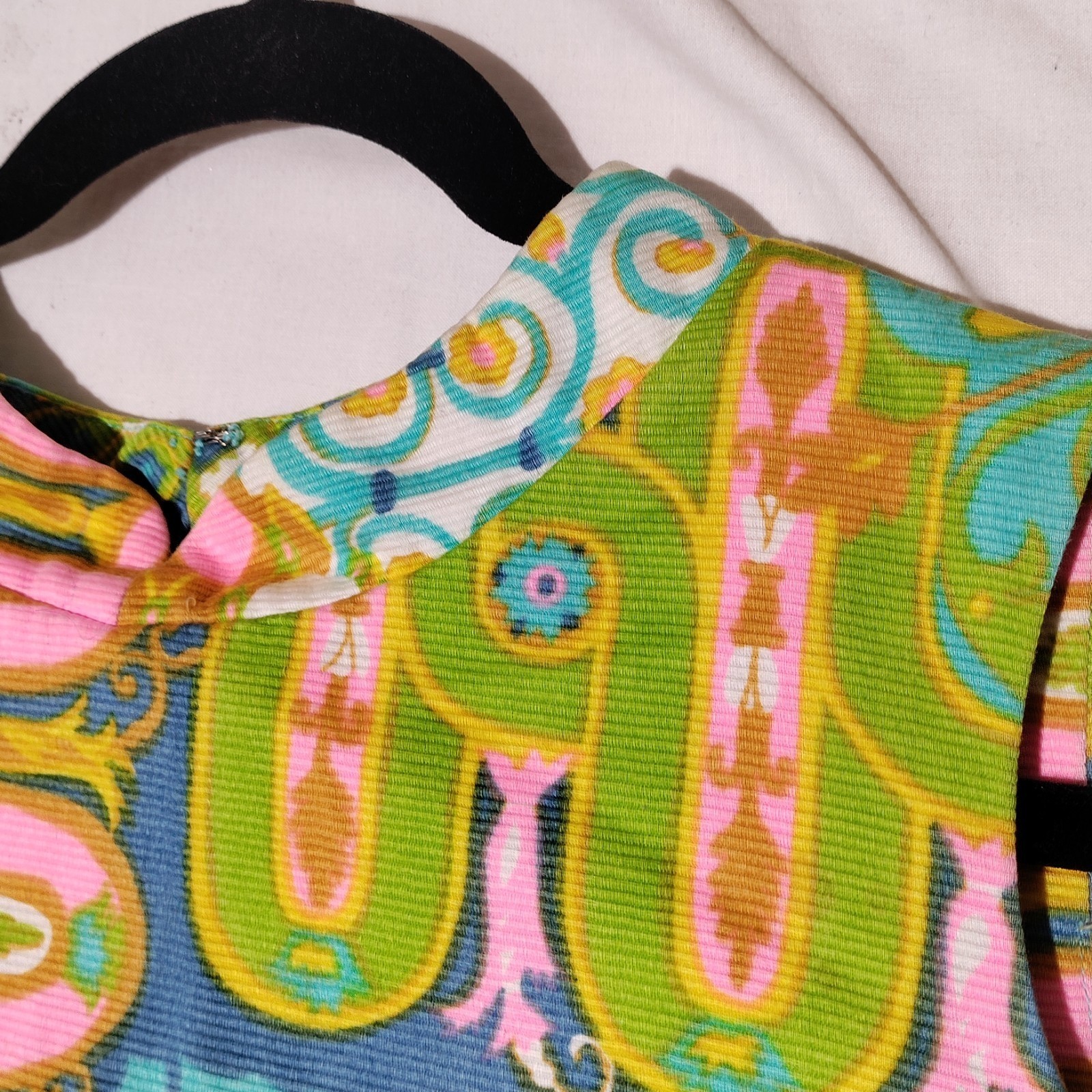 Tori Richard Hawaiian psychedelic 60s Multicolor Shift Dress Sz 12 Vtg