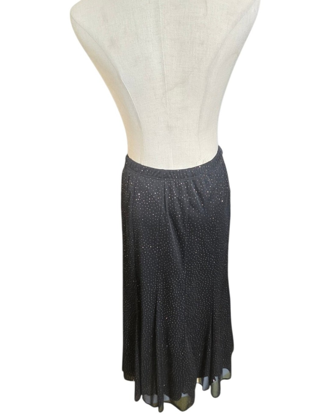 Onyx Nite Vintage Black Sparkle Midi Skirt