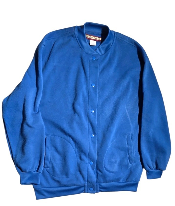 Tudor Court Women’s Blue Snap Front Sweatshirt Jacket Size L Made in USA 0054