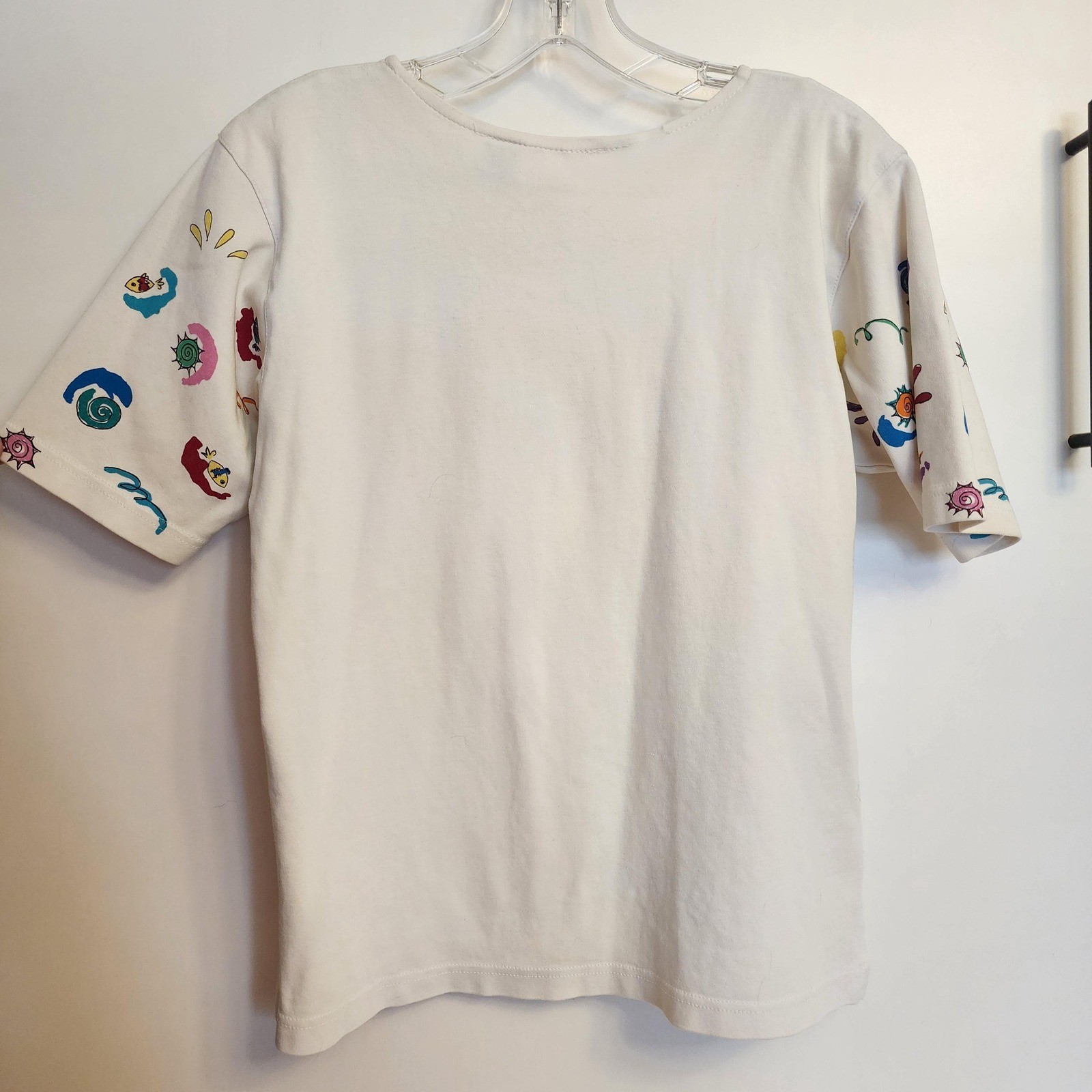 Vintage 80s Painted Latina Culture Tee White Cotton Fruit Piñata Sun Top M