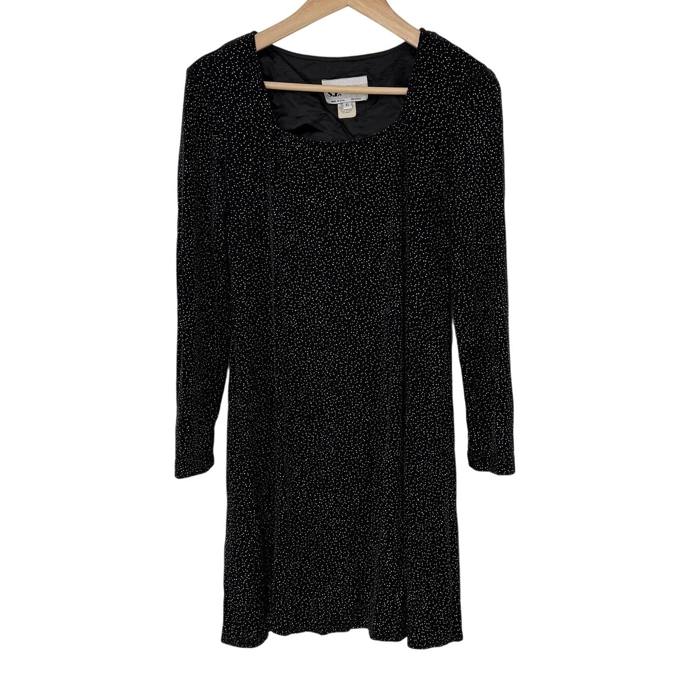 SL Fashions Vintage 90s Black Rainbow Glitter Square Neck Mini Dress 5812 Size 6