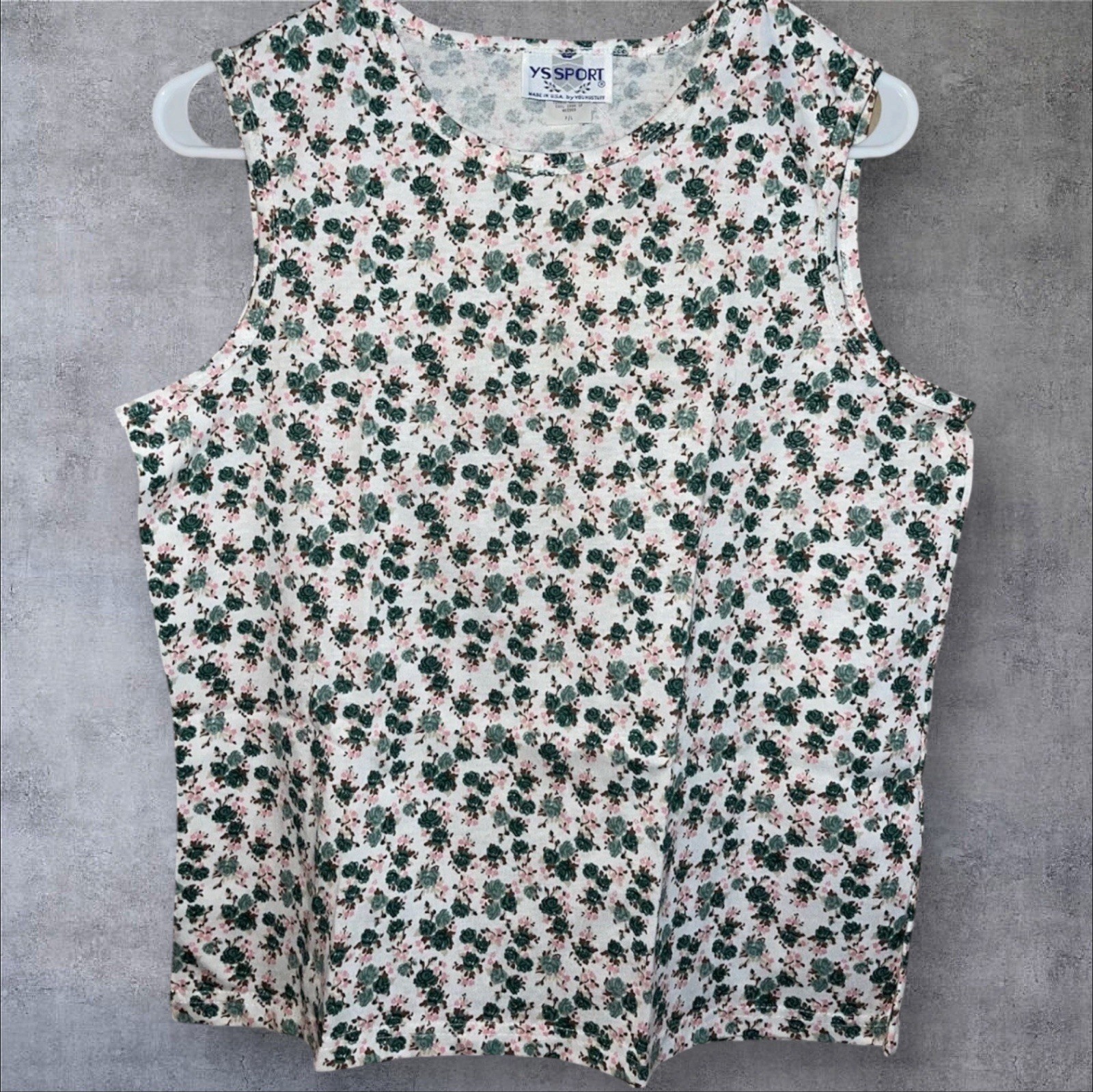 NEW YS SPORT by Young Stuff Floral Tank Top Shirt Women’s Petite Large VTG 80s