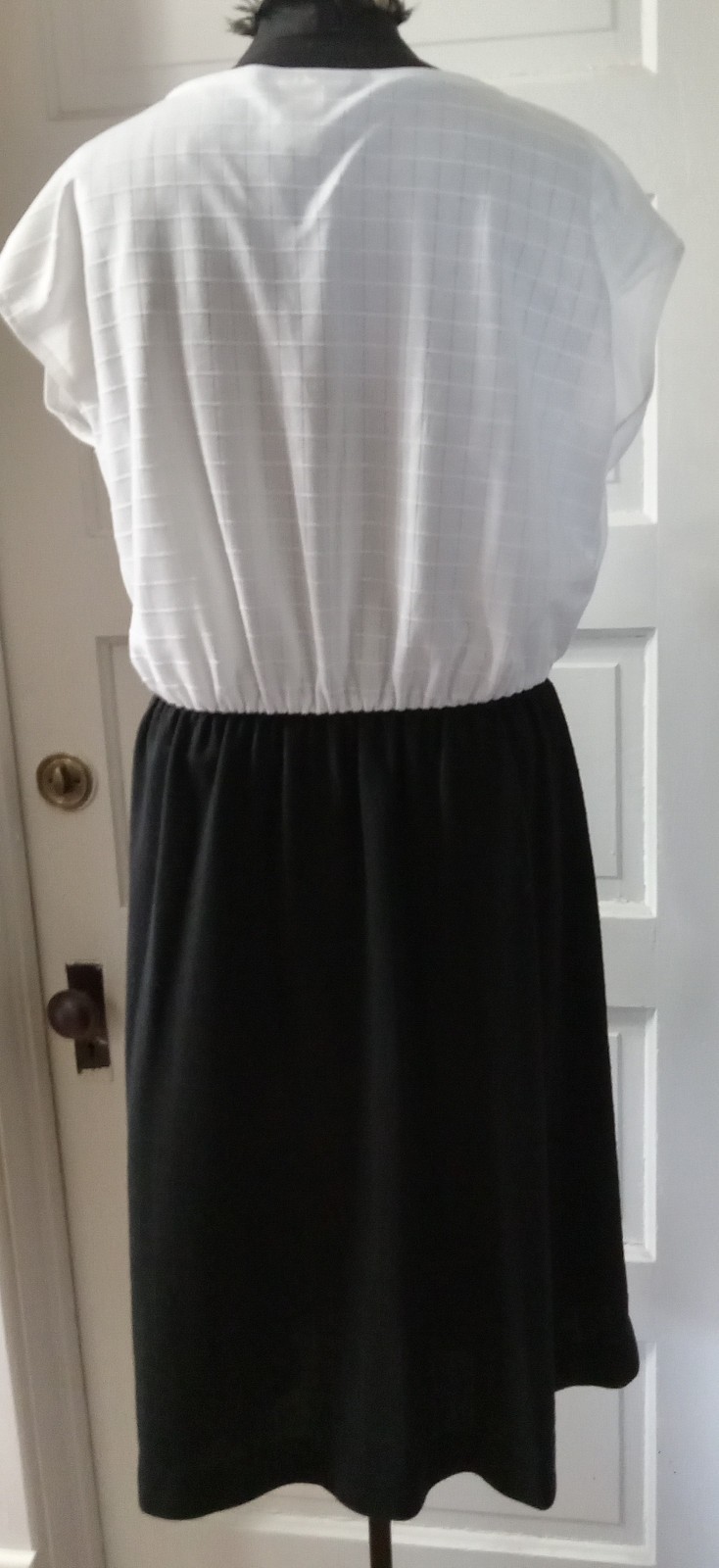 MS CLAIRE Black & White Grid 70’s Dress USA 18