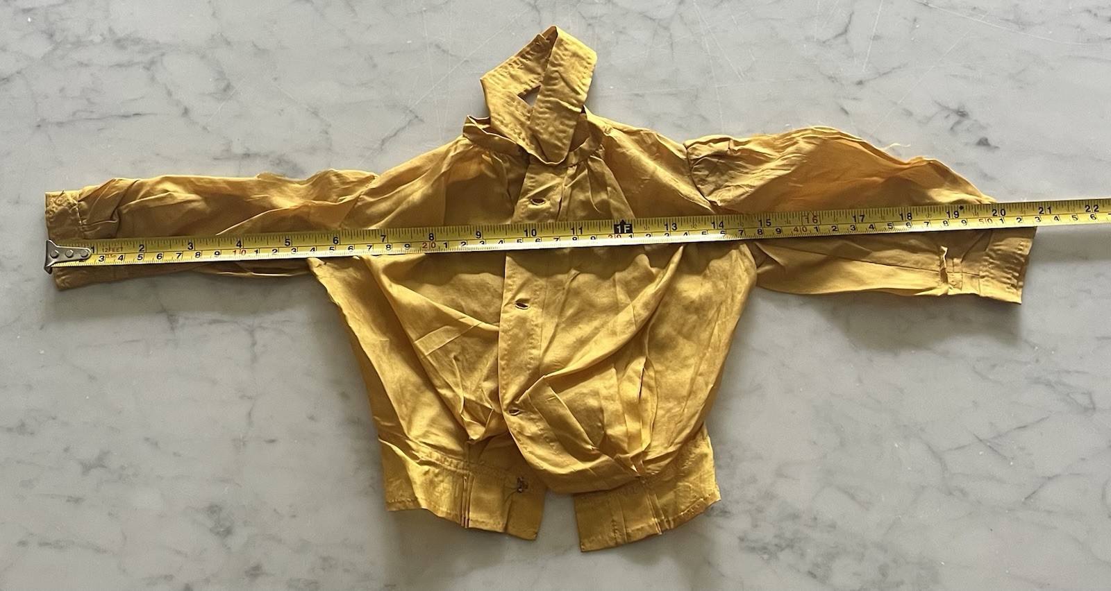 Antique Victorian Golden Yellow Silk Doll Blouse Mother of Pearl Buttons Unique