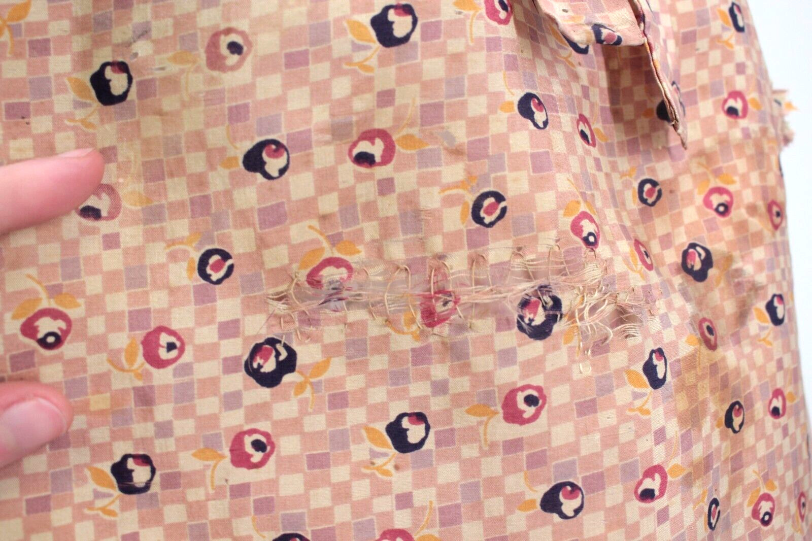 VTG Women’s 20s Tan & Peach Silk Drop Waist Dress W/ Floral Print 1920s Sz S/M