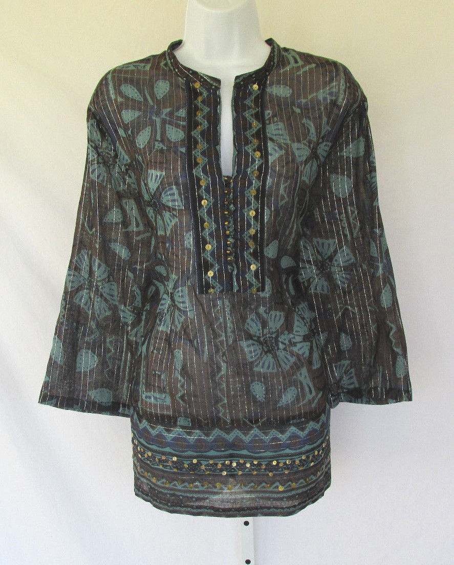 VINTAGE 1990s MILLENIUM COTTON SEQUIN BRASS BUTTON TOP BROCADE THREAD SIZE 18/20