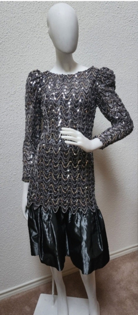 Lee Jordan Vintage 60s Black And Silver Dress Size 4