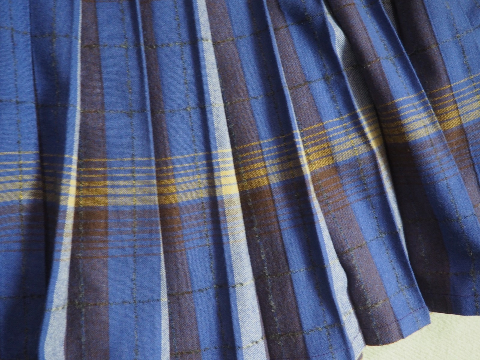 VTG 50s 60s Purple Blue Yellow Turnabout Wool Plaid Boho 27W Tartan Skirt Womens