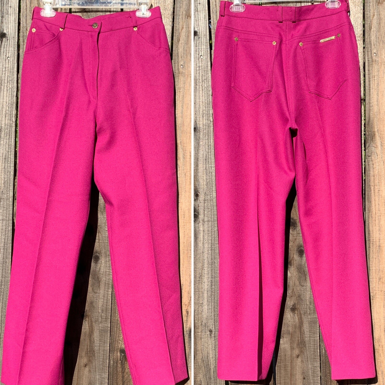 Vintage Loubella Pants Fuchsia Pink High Waist 5 Pocket Talon 42 Zipper 28 1/2”
