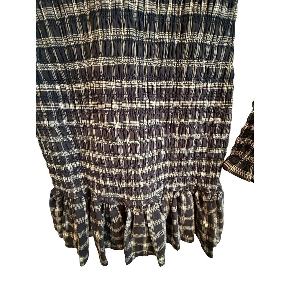 Veronica Beard Jeans Plaid Shirred Smocked Mini Shirt Dress Size XS Western