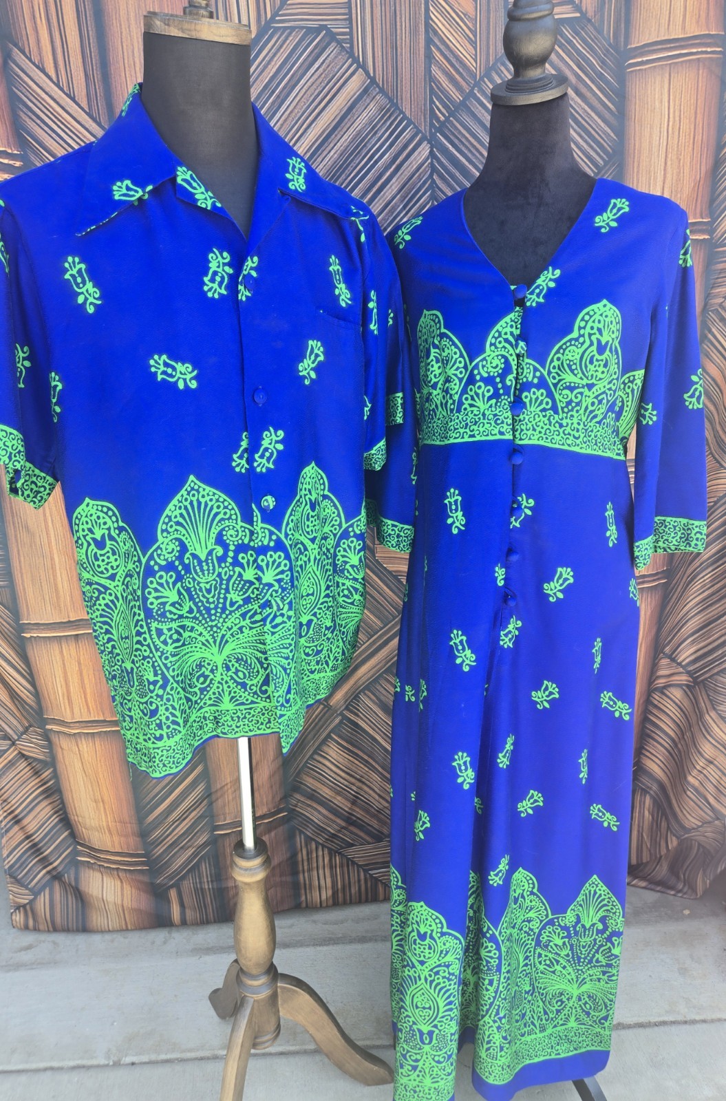 Vintage Sears Hawaiian/Kimo’s Polynesian Aloha Honeymoon Dress & Shirt Set w6054