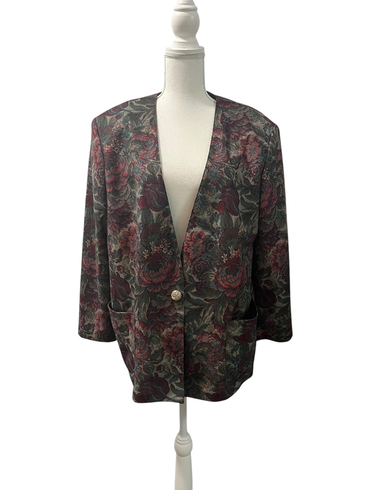 Vintage Inseparables Multicolor Floral One Button Blazer 90’s Made in U.S.A. 14
