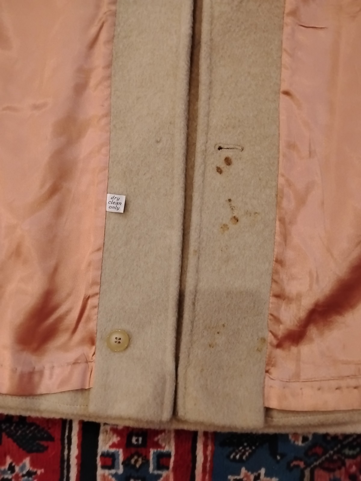 VTG 70s Pendleton 100% Virgin Wool Camel Cape Coat Arm Slits Satin Lined Sz 14