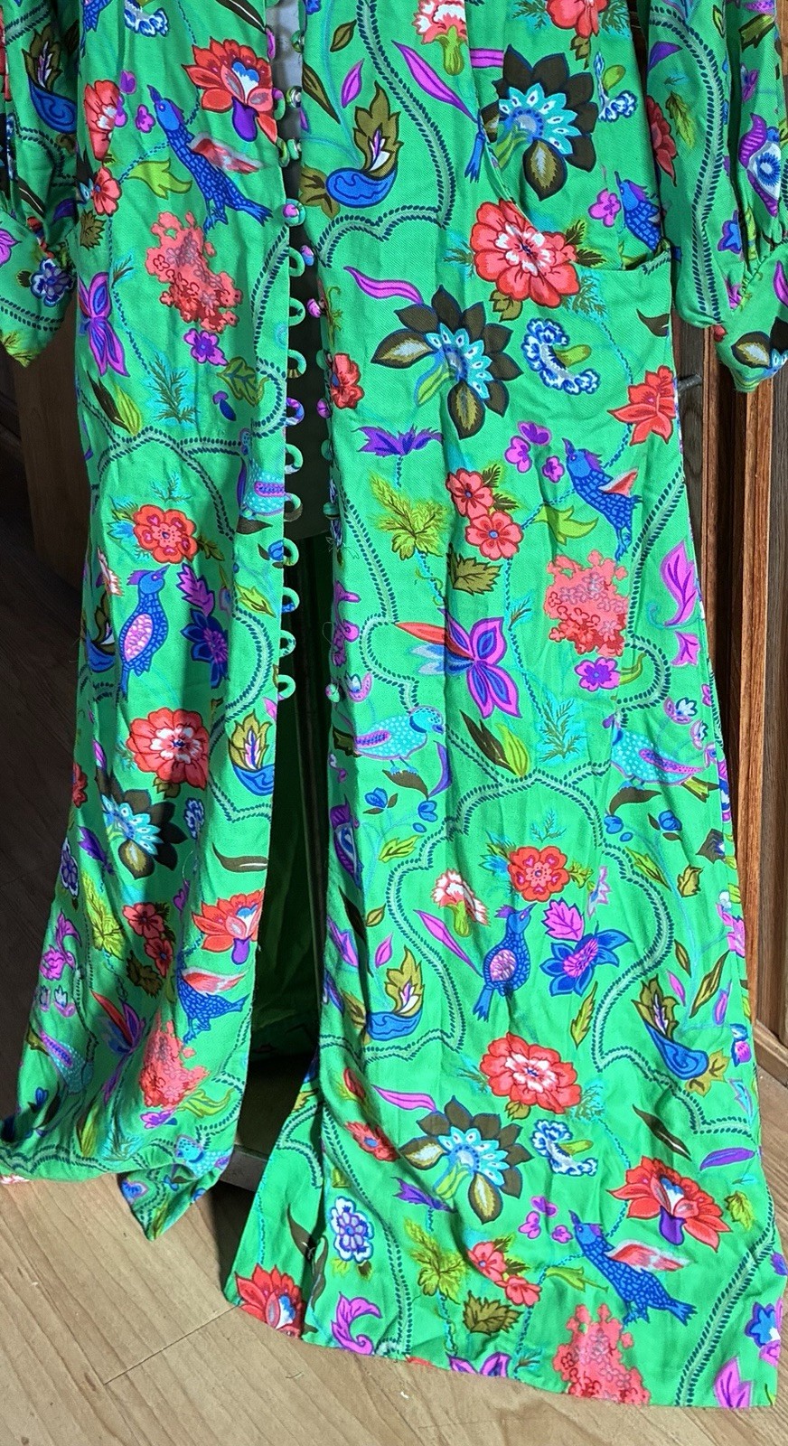 Mr Mort Stan Herman Green Psychedelic 1960 Maxi Dress Hippie Festival Designer M