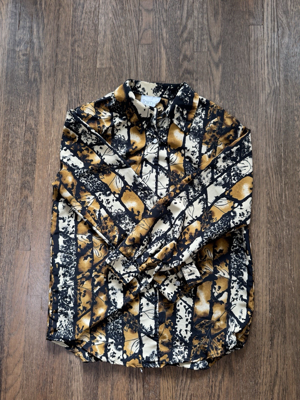 Jordan Vintage 80s Abstract Print Button Down Shirt M Shoulder Pads Retro Rare