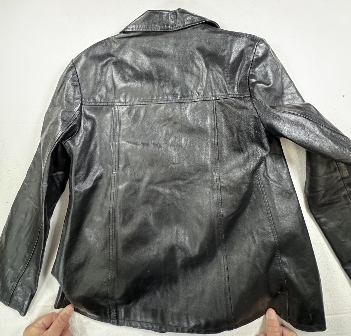 Vintage 90s Vera Pelle Black Italian Leather Blazer Jacket Women’s M