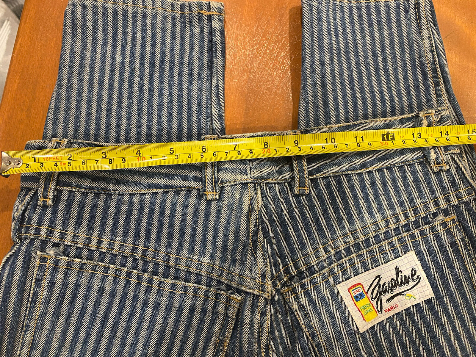 VTG 1980s High Waisted Striped GASOLINE JEANS | Paris, France | 100% Cotton | 28
