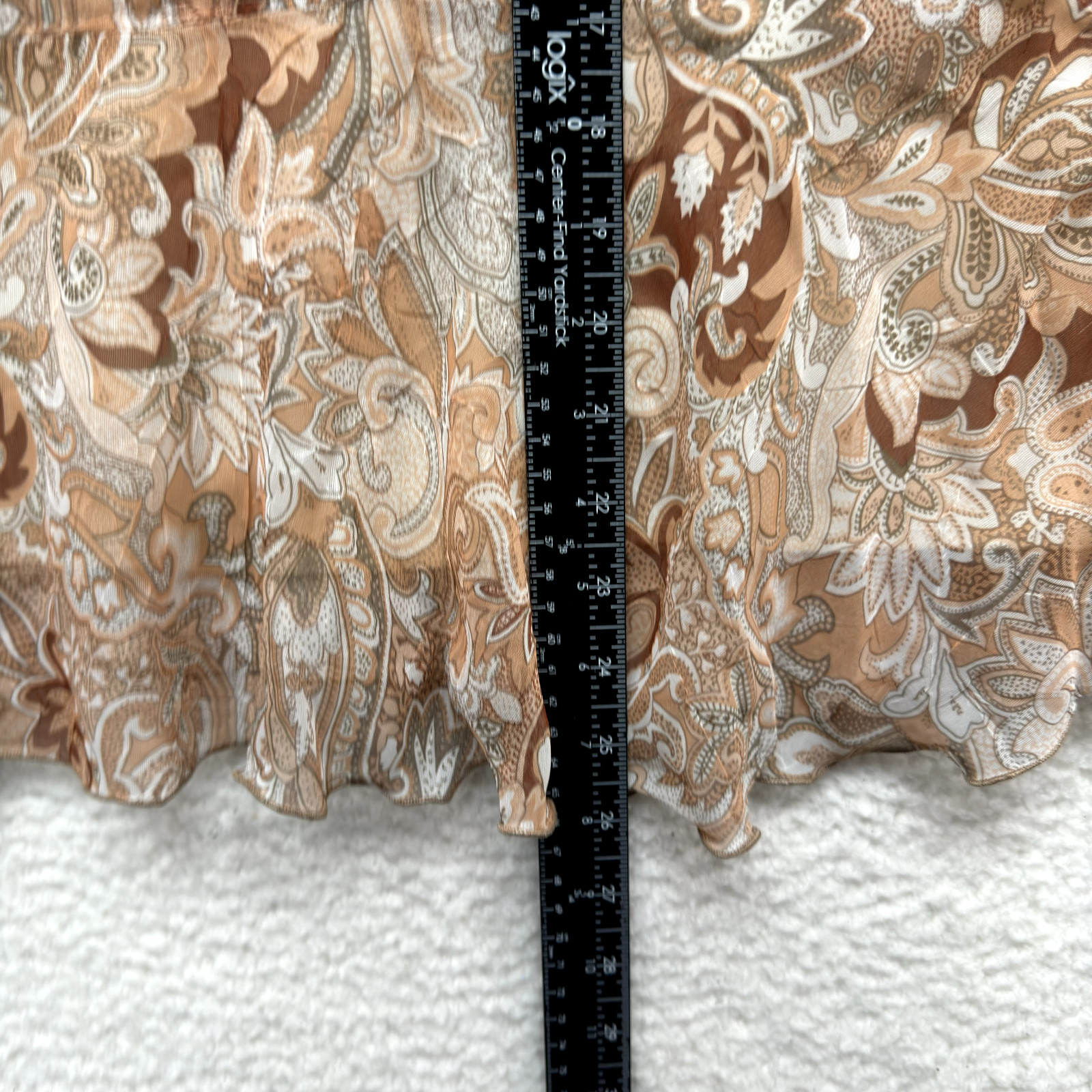 90s Y2K Vintage Mesh Midi Skirt Large 10 Tan Beige Paisley Boho Fairy Grunge