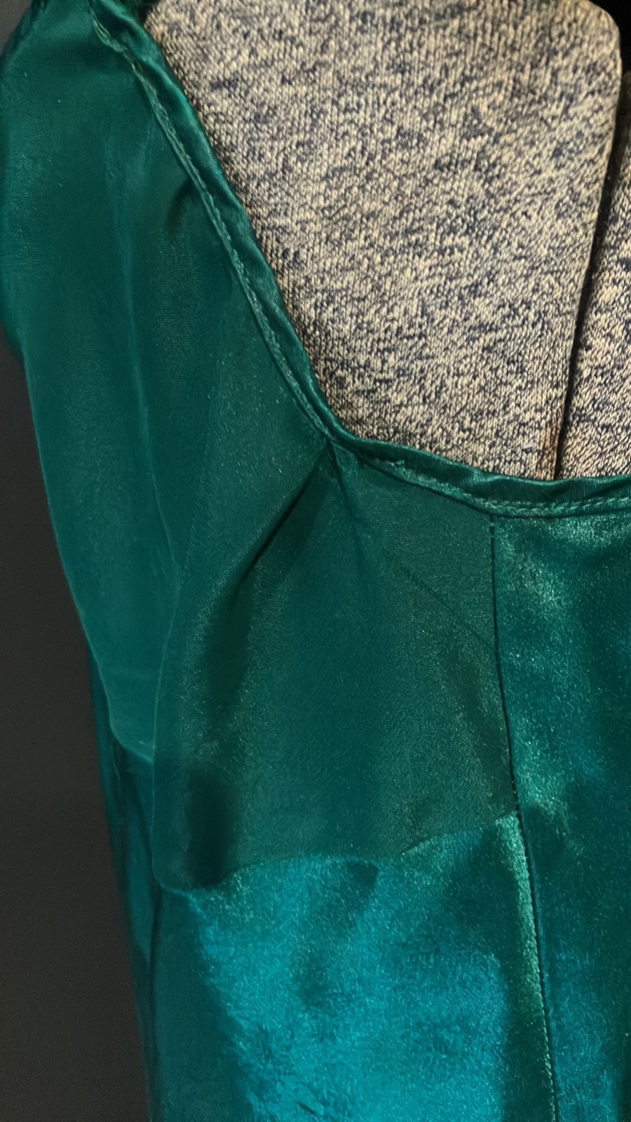 Vintage Adonna Green Satin Slip NIghtwear Dress Size 34 1990s 2000s