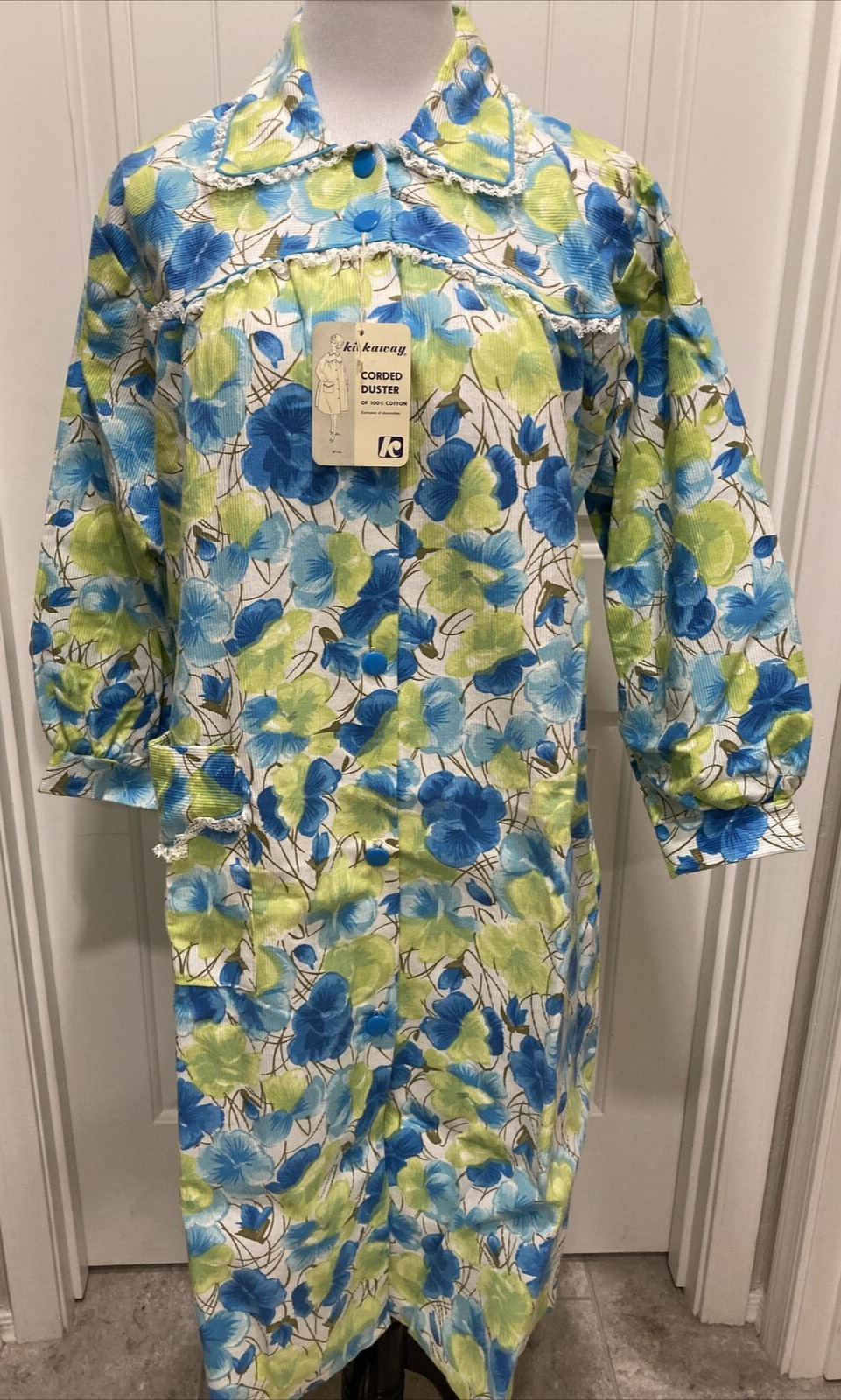 NWT Kickaway Corded Duster Blues/Greens See Measurements For Size Vintage