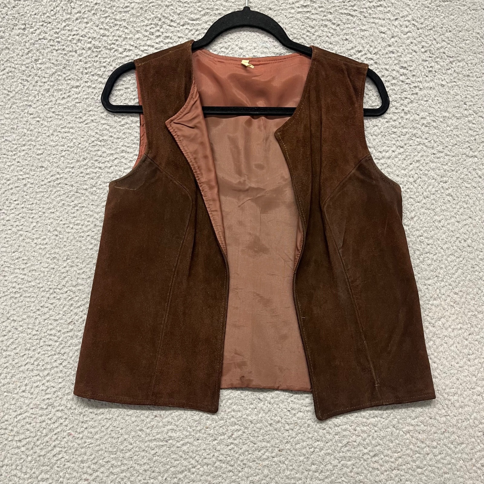 Vintage Suede Vest Womens S Brown Leather Western Rodeo Cowgirl Retro Mexico