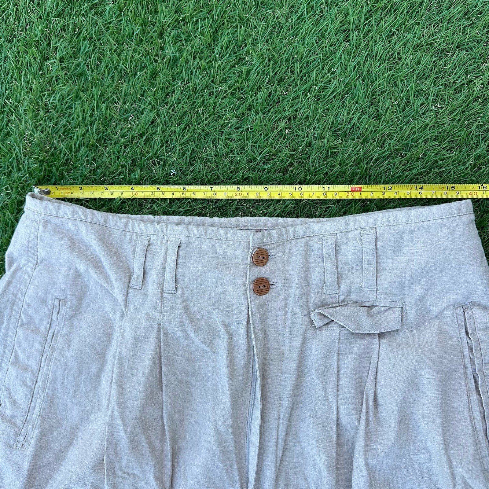 Vintage Linen Blend Pants Womens 16 Dockers Trousers 31×30 90s Preppy