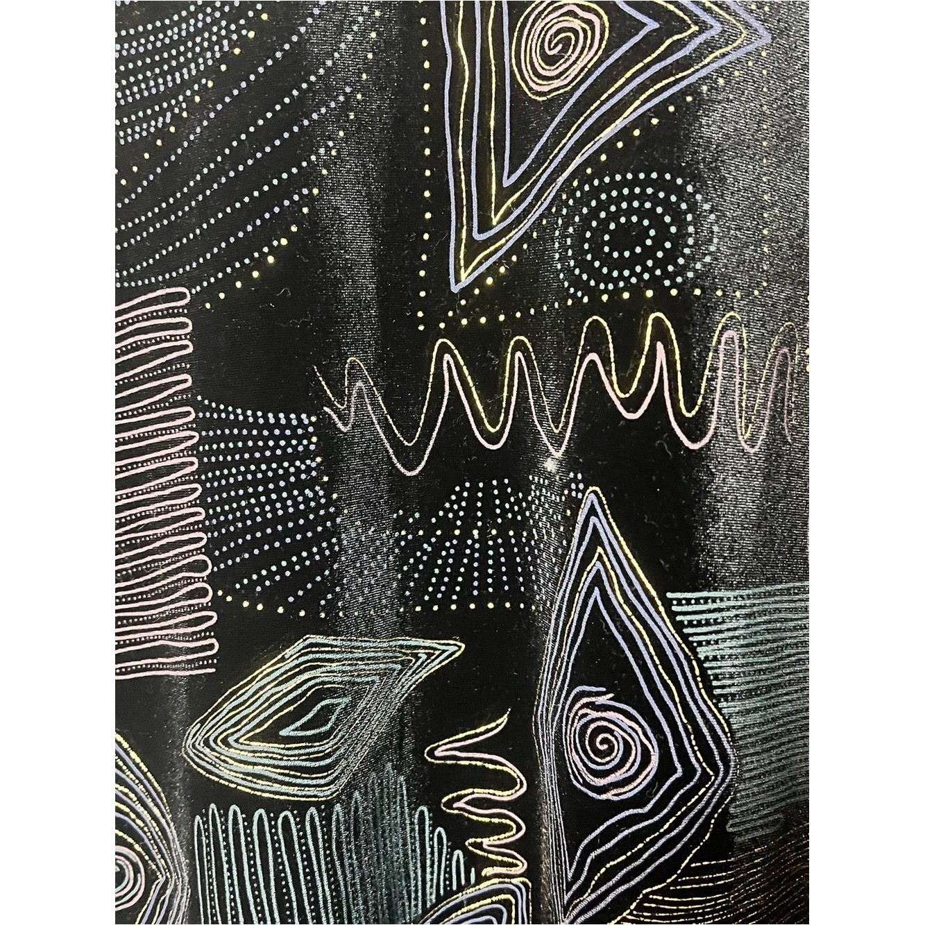 Vejaiz Designs Vintage 90s Black Geometric Metallic Gold Shift Tunic Sz M