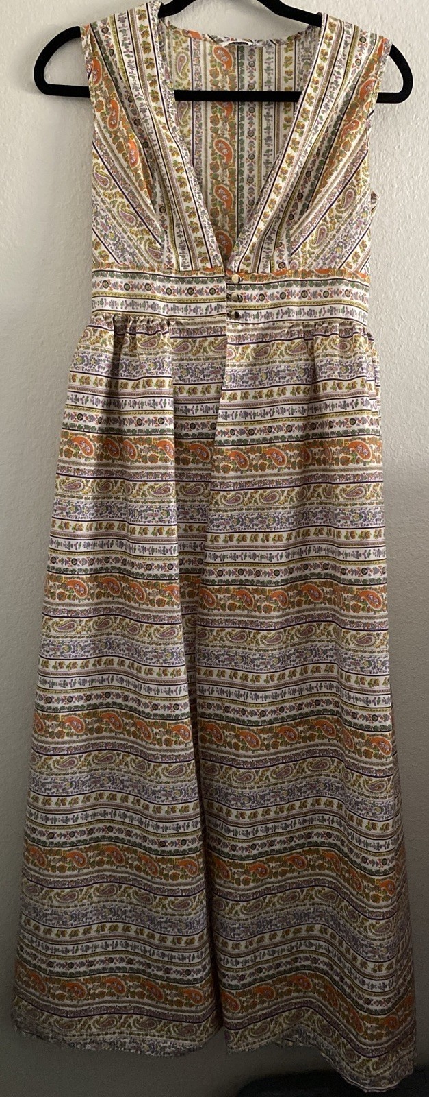 Vintage Berkleigh Juniors Vest Long Duster Paisley 70s Boho Hippie S
