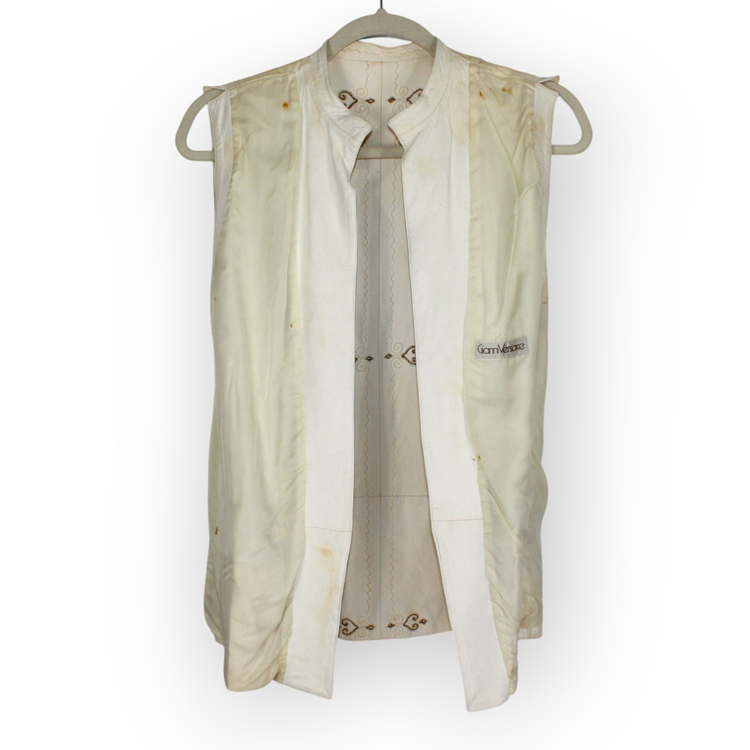 Vintage 1981 Gianni Versace Leather Vest PrimaveraEstate Calfskin Italy 40 Ivory