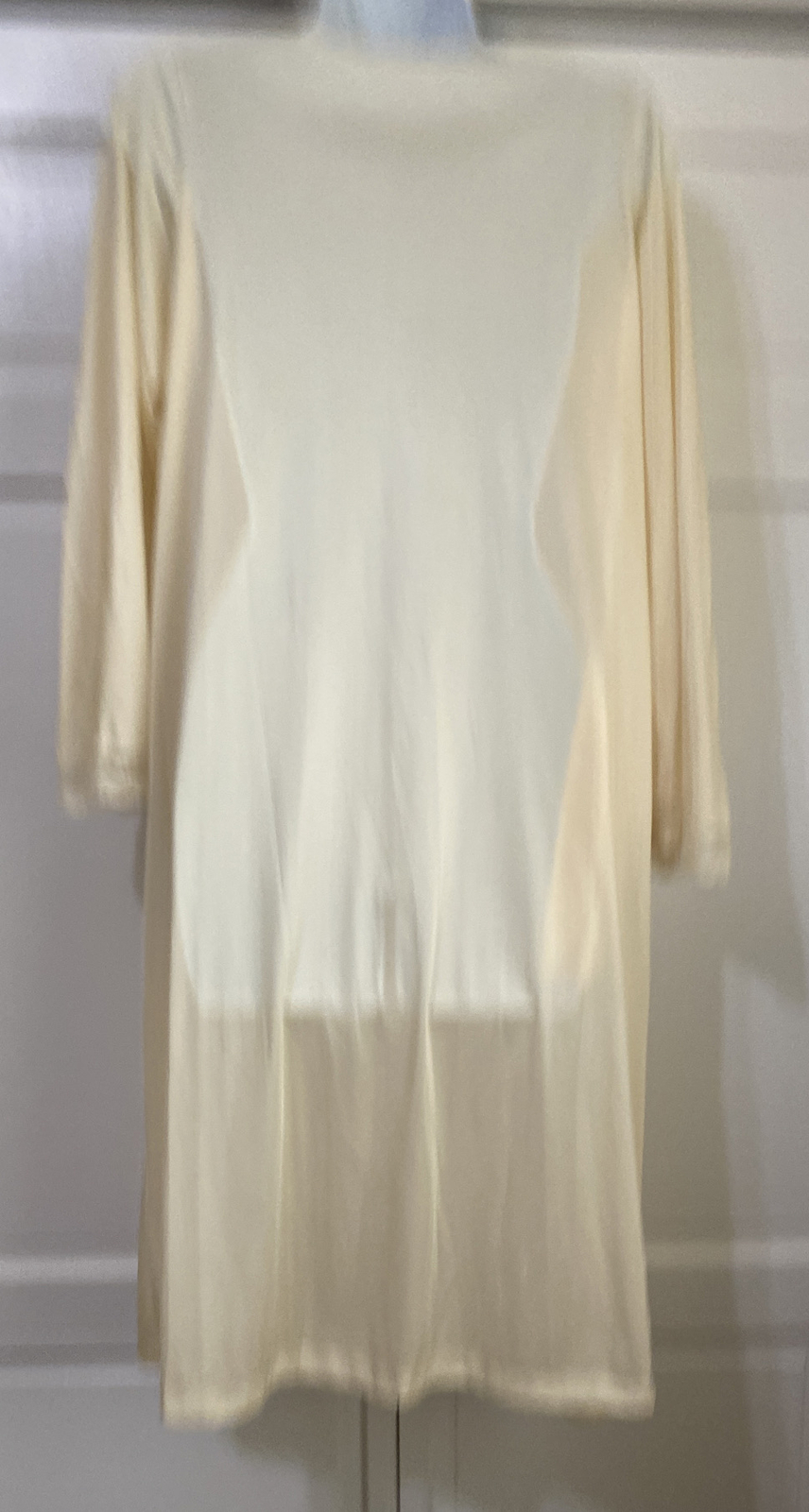 Vintage San Souci Nylon Short Nightgown Robe Day Dress Yellow 3/4 Sleeve Medium