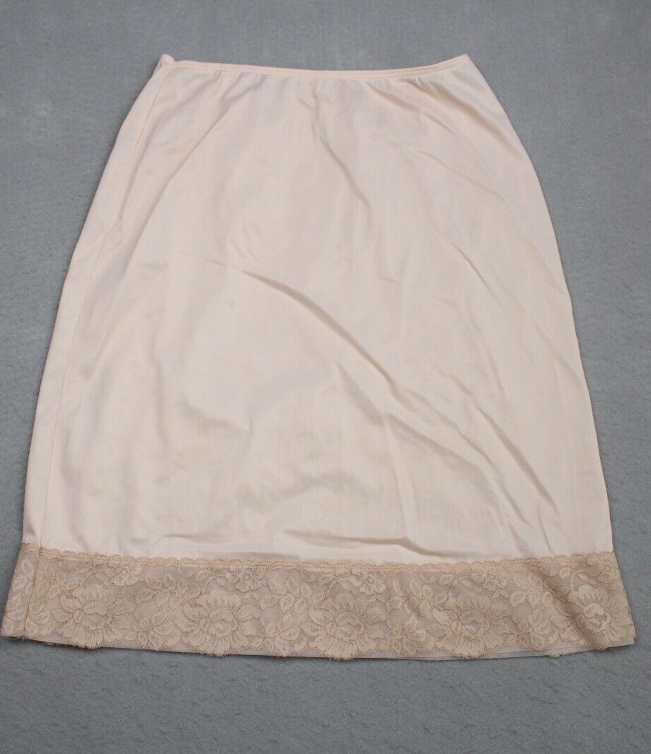 Vintage Sears Half Slip Womens Small Lace Nylon Skin Tone Floral Hem 1960s