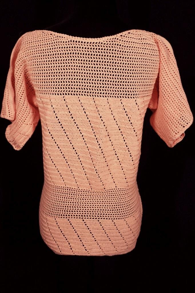 Vintage French 1940’s Peach Cotton Crochet Top Size Medium Excellent Unworn Cond