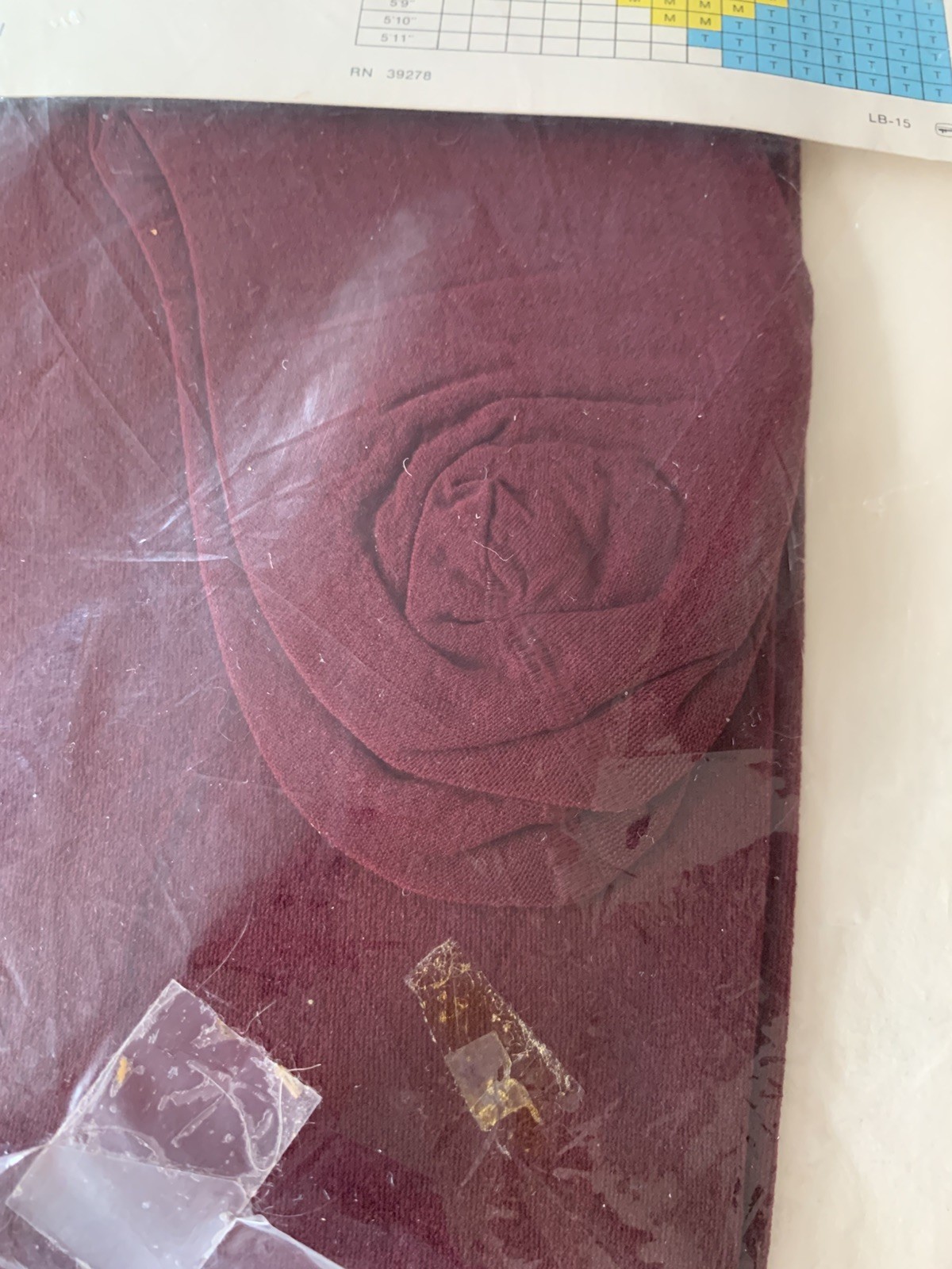 Vintage 70’s Jubilee Opaque Pantyhose Wine Medium NOS NIP 100% Nylon Nude Heel