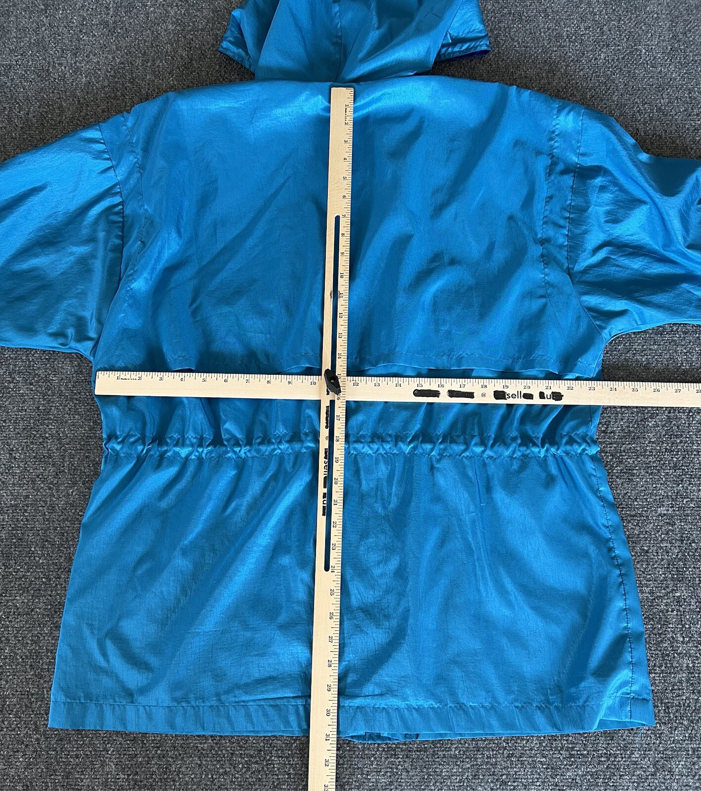 Maggie Sport Womens L VTG 90s Windbreaker Raincoat Blue Purple Zip Hooded
