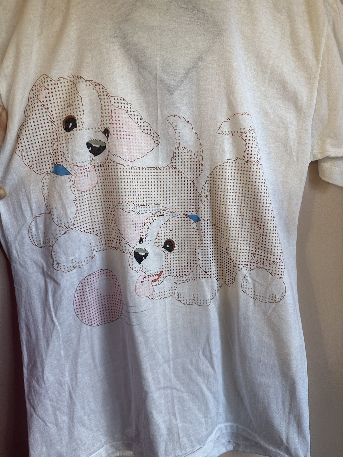 VTG 1993 Single Stitch Bucilla Color Point T-shirt Sz L 63870 Puppies