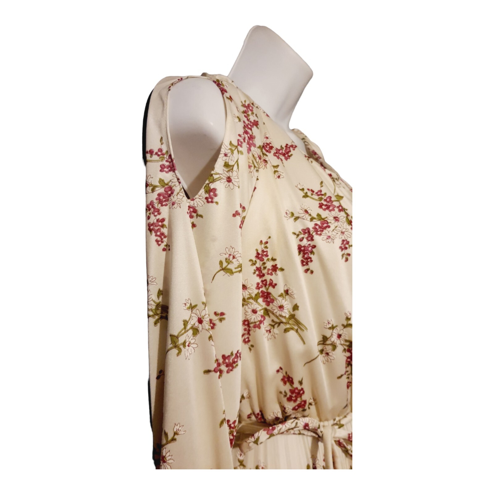 True Vintage Floral Maxi Dress Prairie Cottagecore Empire Pleated Granny JCP 70