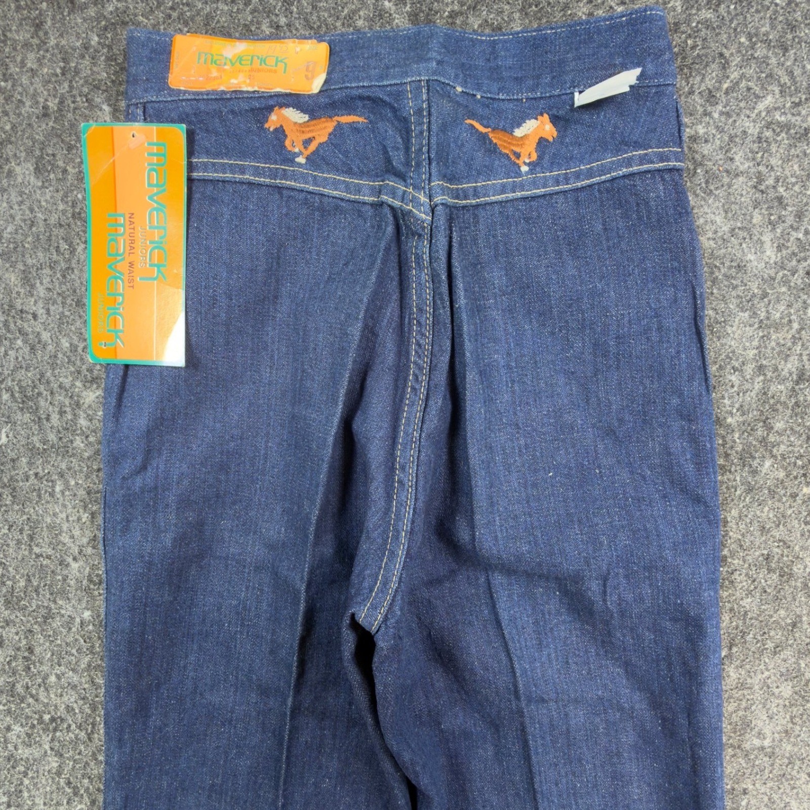 Maverick Vintage 70s Flare Jeans Juniors 9 Blue Cotton NWT Deadstock Made in USA