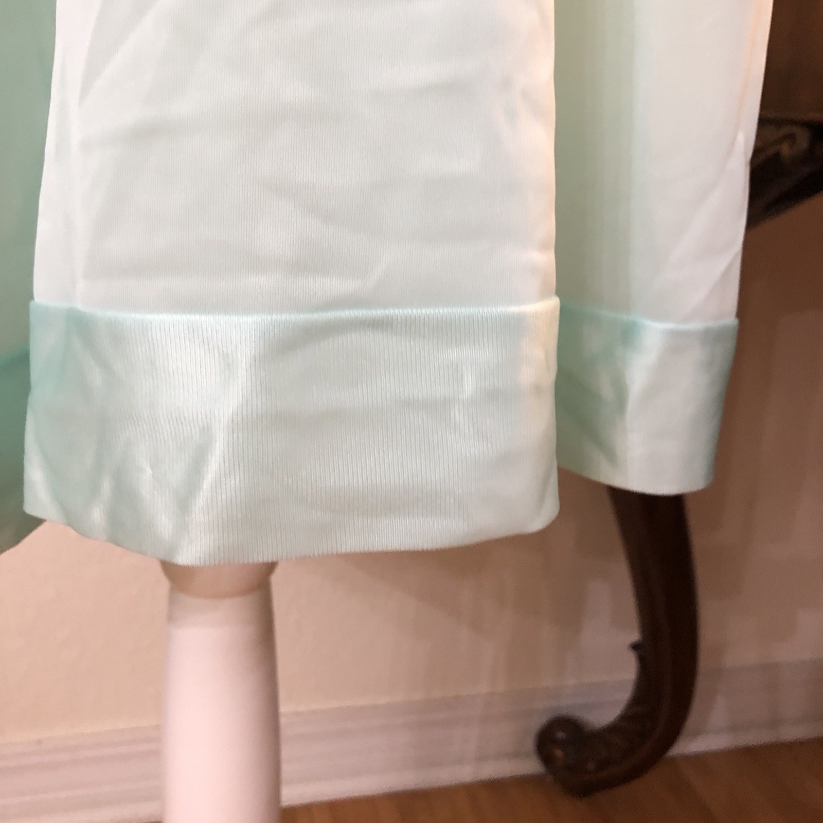 VTG Vanity Fair Nightie Sz L Flowy Cap Sleeves Seafoam Night Gown Nylon