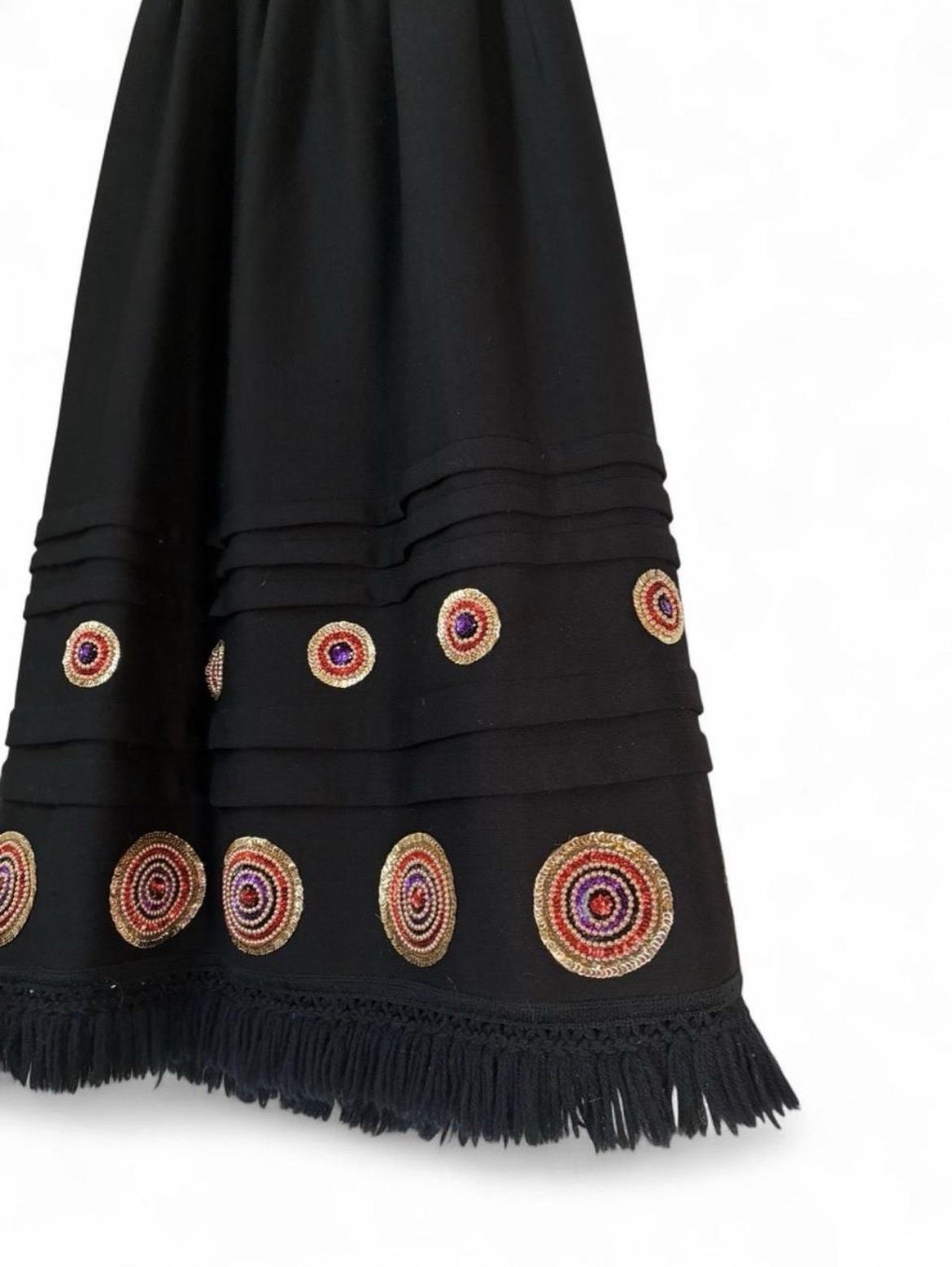 Vintage Lanvin Jules-Francois Crahay Sequin Gold Beaded Fringe Skirt, 1970s