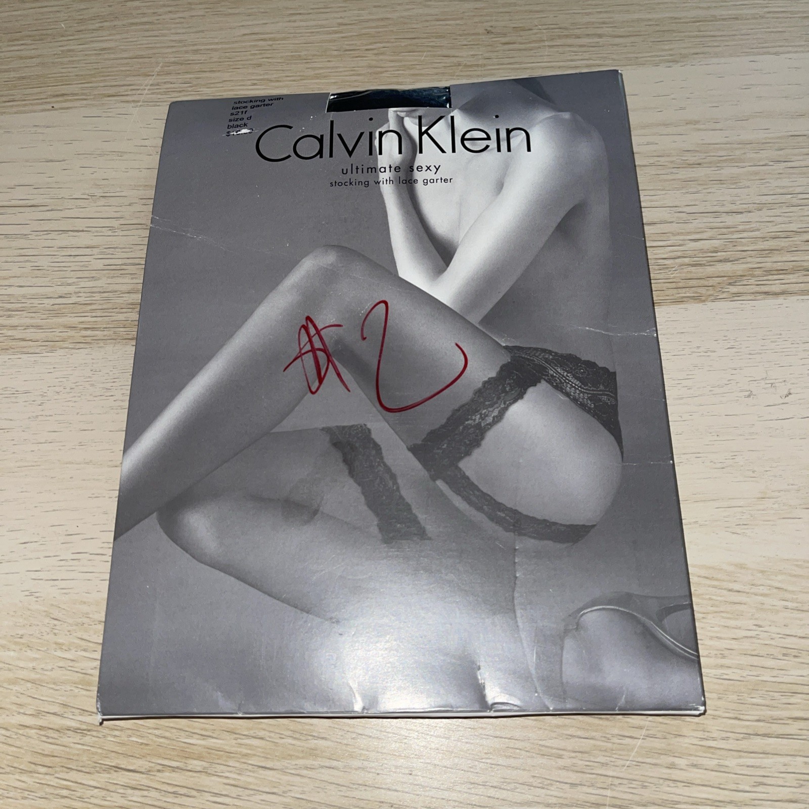 Calvin Klein Ultimate Sexy Stocking W/Lace Garter Size D Black s21f