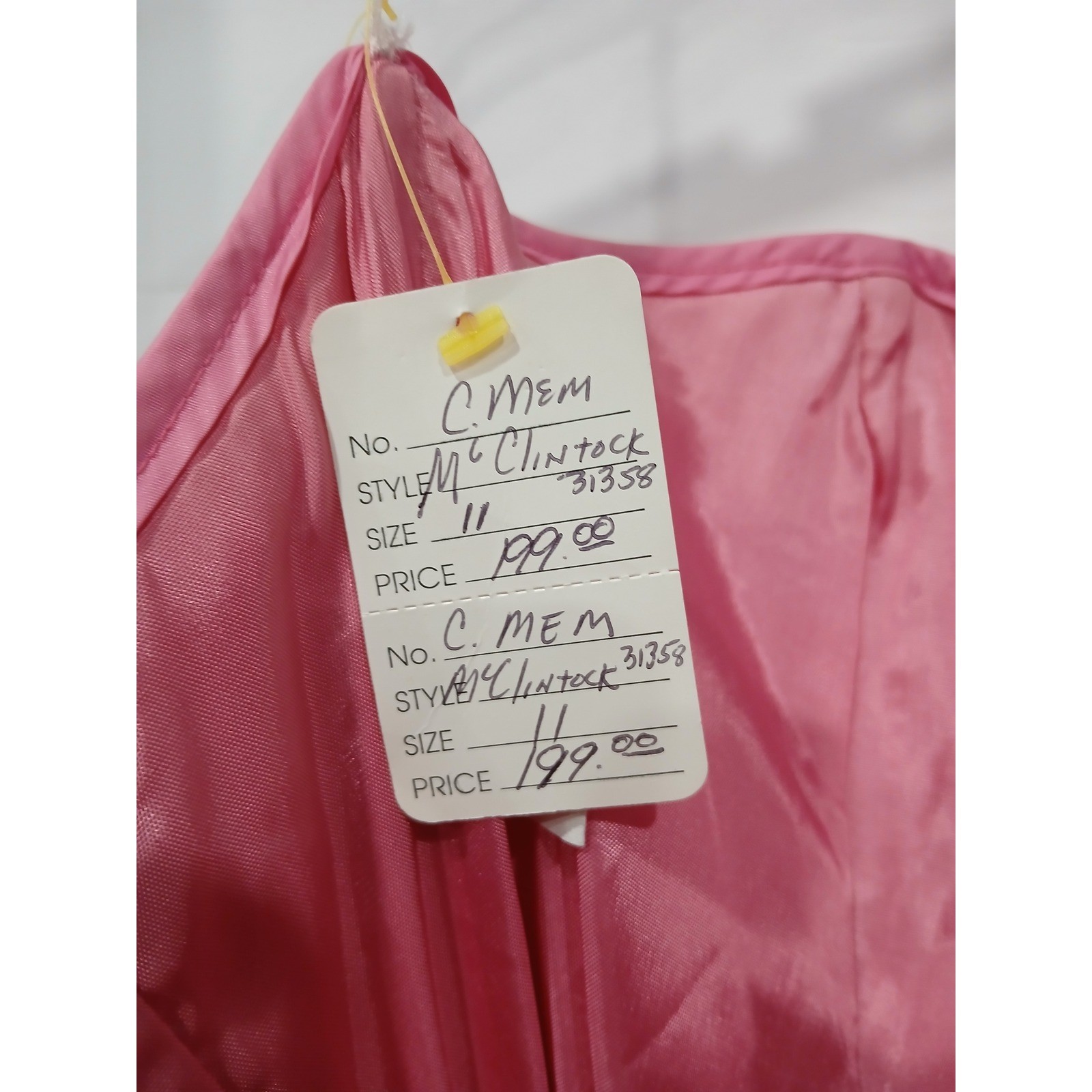 Vintage Jessica McClintock Gunne Sax Pink Strapless Ruched Bustle Gown 11/12