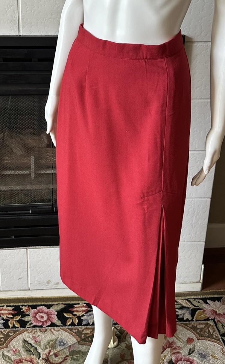 Vintage You Babes Red Skirt W/ Front Slit Juniors Size 9 Waist 26” Hips 36”
