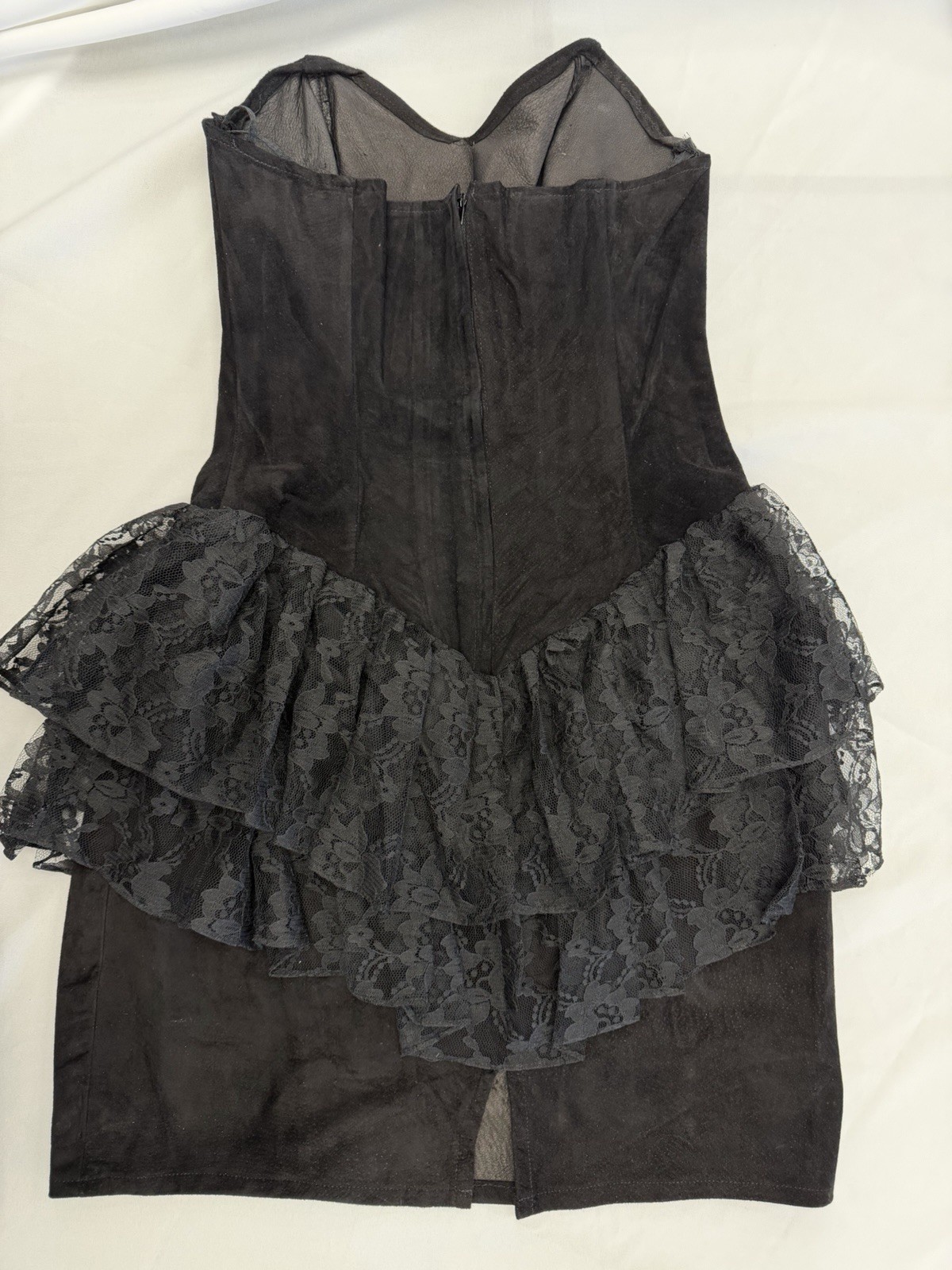 SIMPLY RED Vintage Black Witchcore Suade Lace Bustier Cocktail 80s Dress Size S