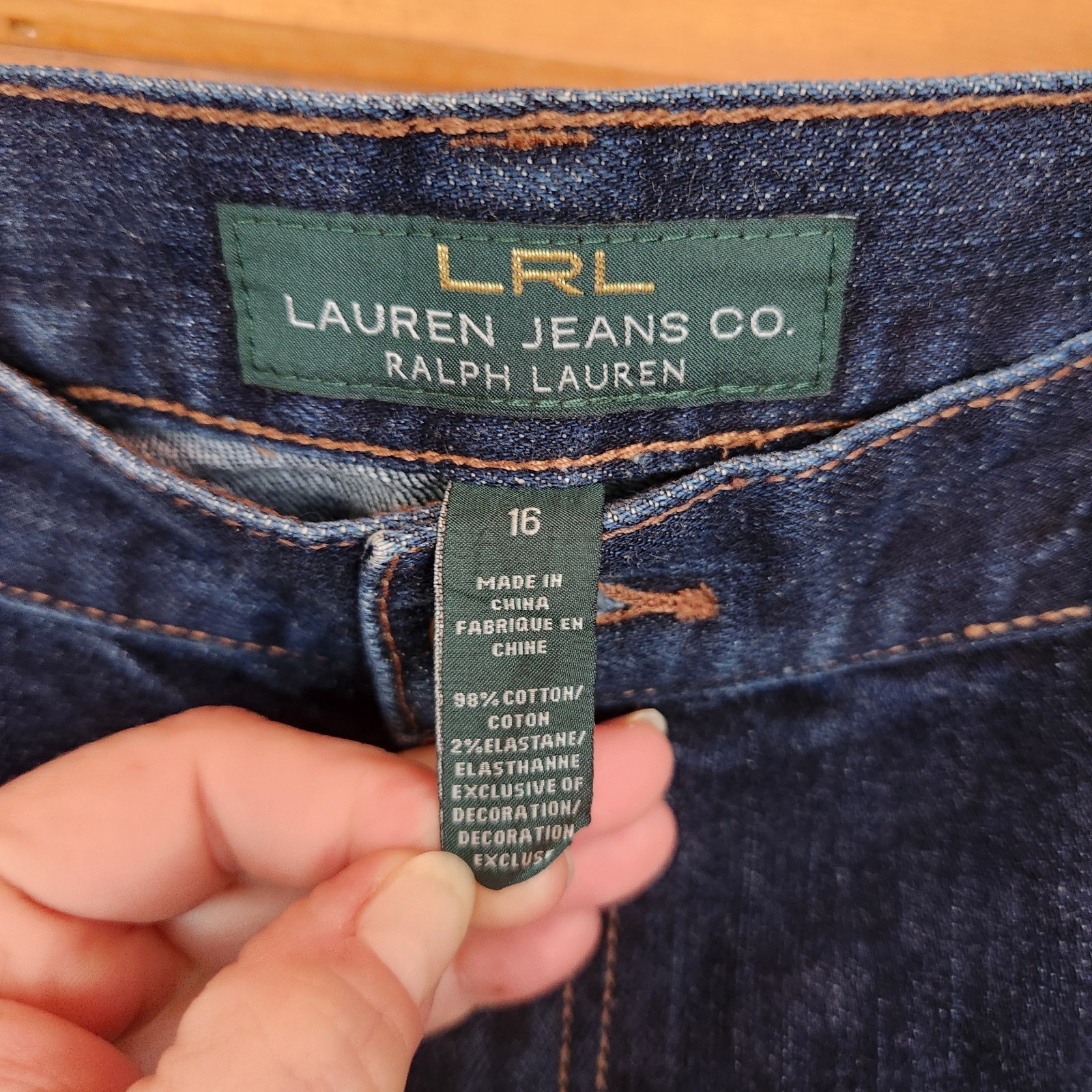 L. Ralph Lauren Jeans LRL Vintage Jeans Dark Wash Boot Cut High Rise Sz 16 X 32″