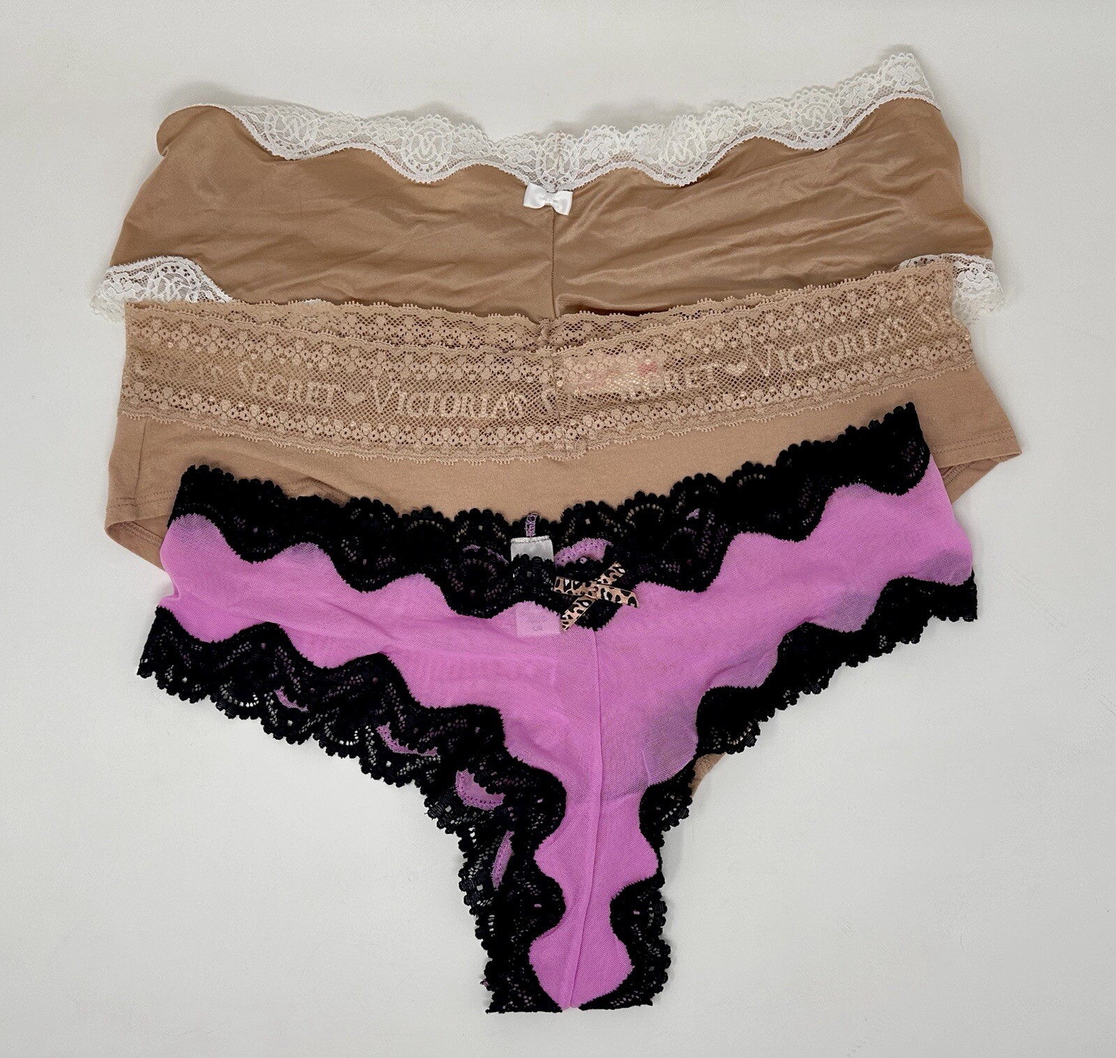 Lot of 3 Victoria’s Secret VTG Cheeky (2) & Bikini (1) Cotton Sexy Panties Large