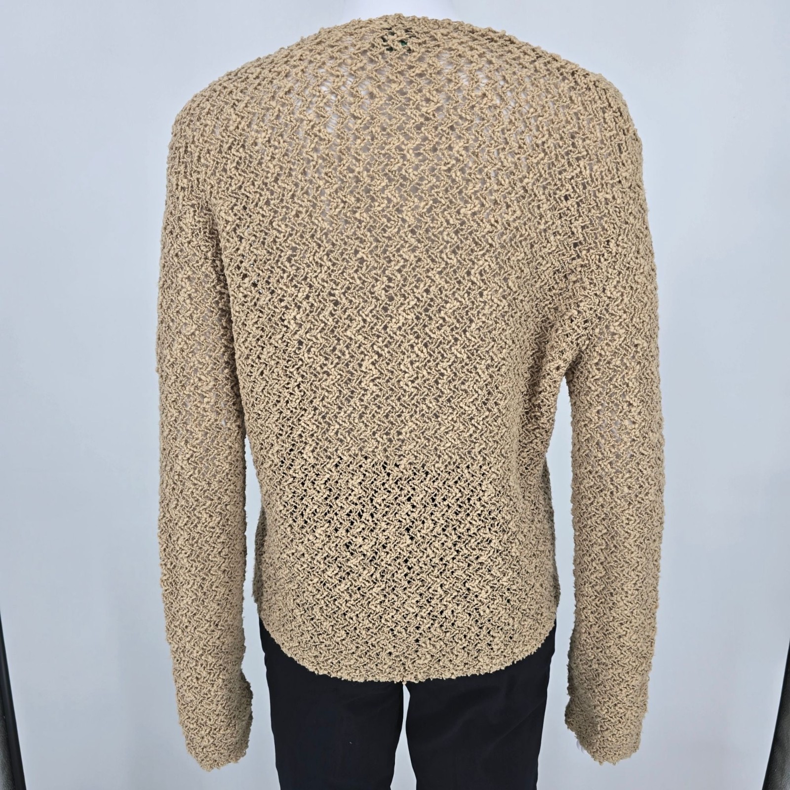 Vintage 1960s Majestic Women’s Boho Open Knit Button-Front Cardigan Sweater (M)