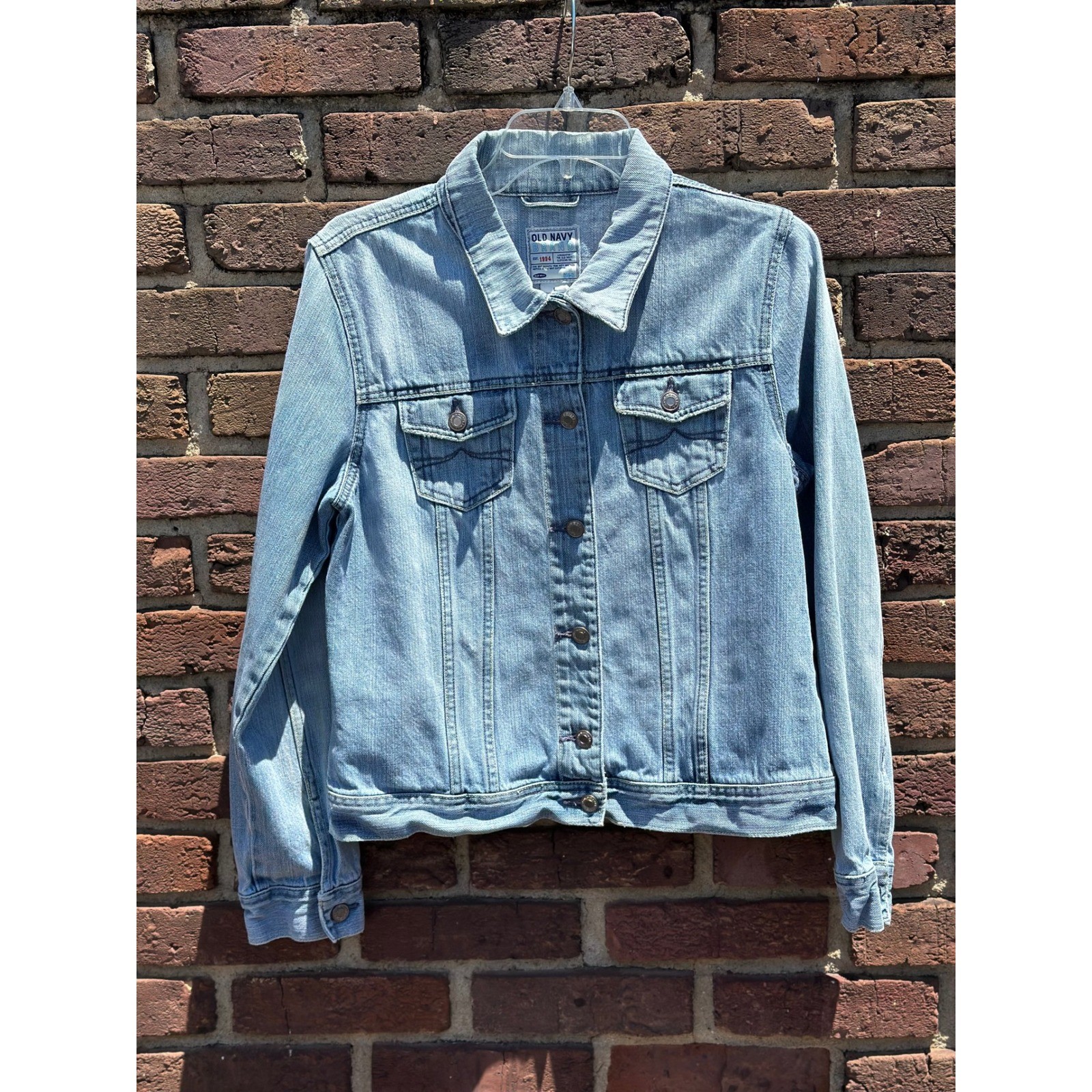 Vintage Old Navy Women L Jacket Light Blue 2005 Denim Trucker Classic Indie